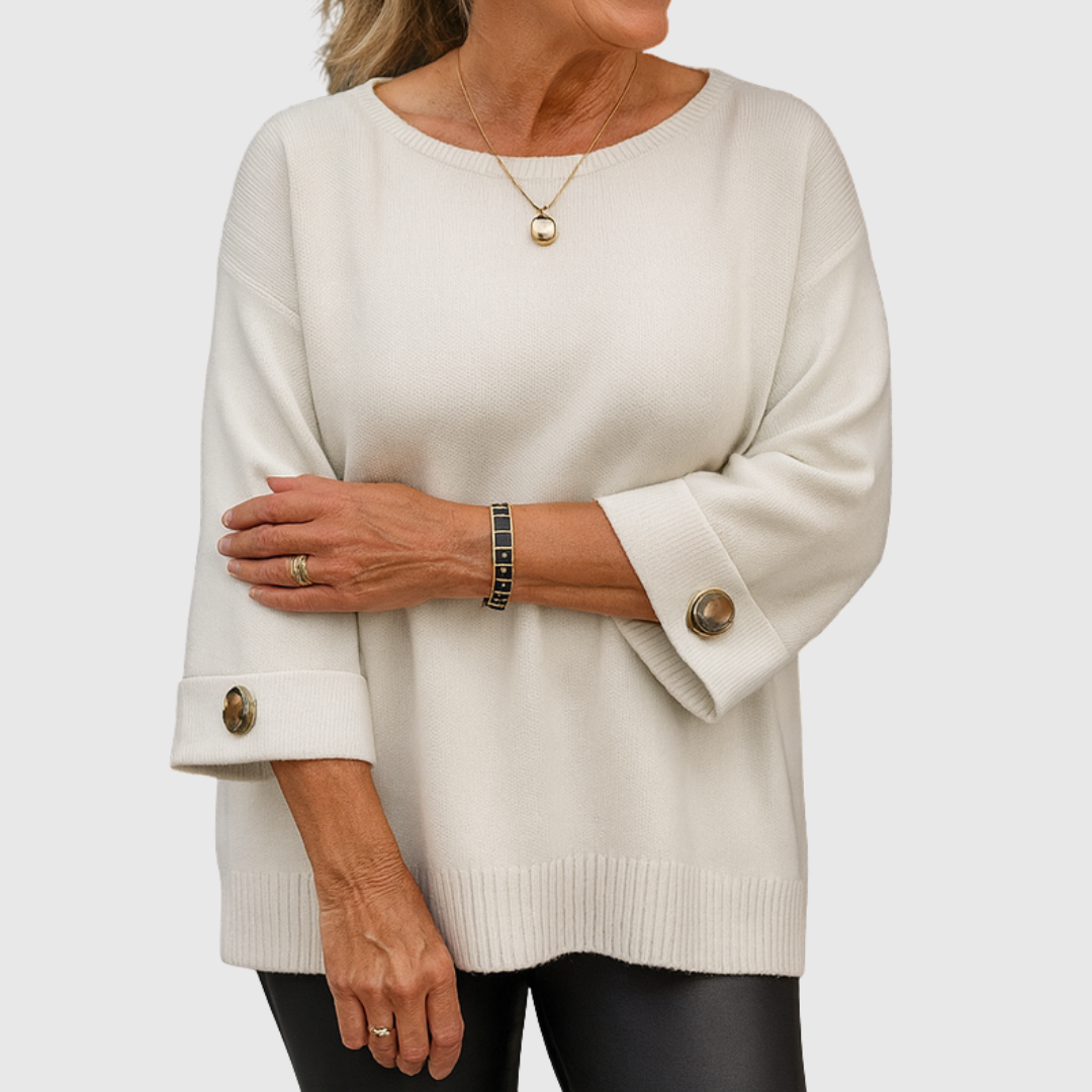 Juliette – Relaxed Knit Sweater with Button Cuffs