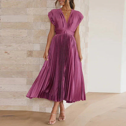 Kendall | V-Neck Maxi Dress with Pleats