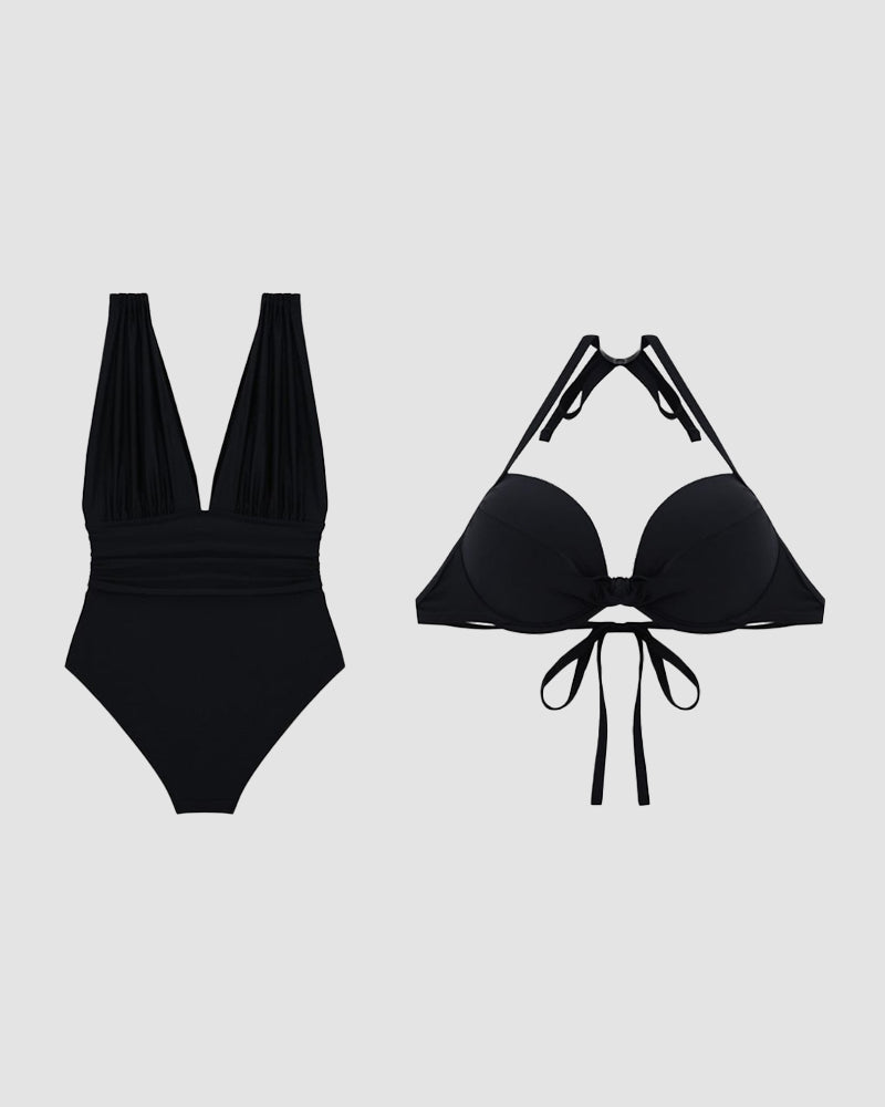 Juliette | Ruched V-Neck One-Piece Swimsuit