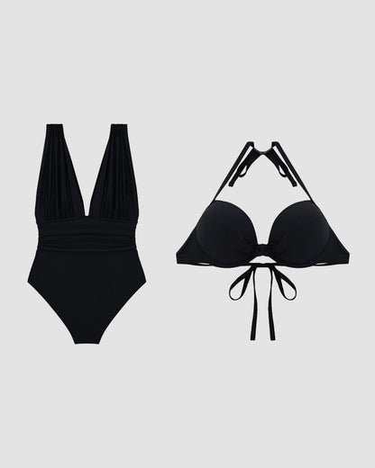 Juliette | Ruched V-Neck One-Piece Swimsuit