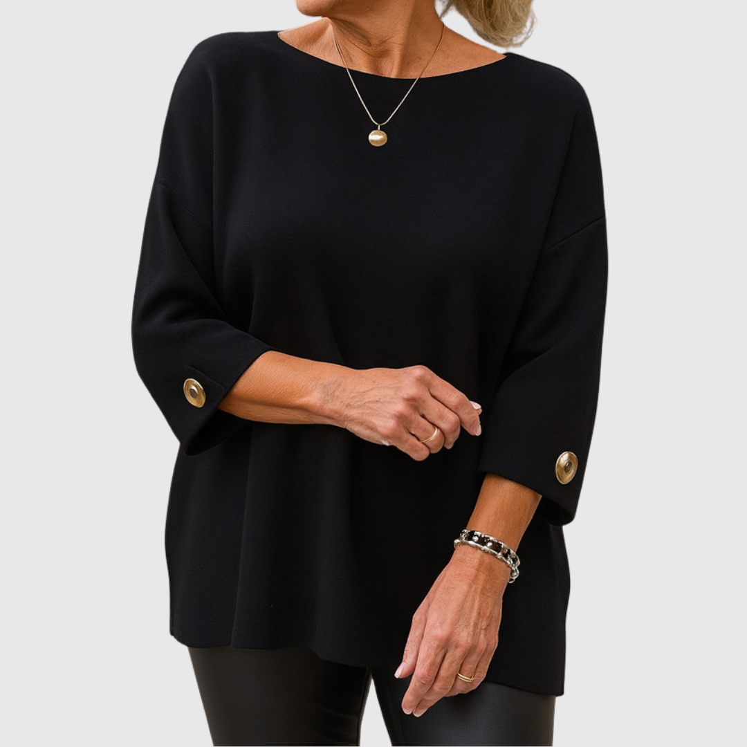 Juliette – Relaxed Knit Sweater with Button Cuffs