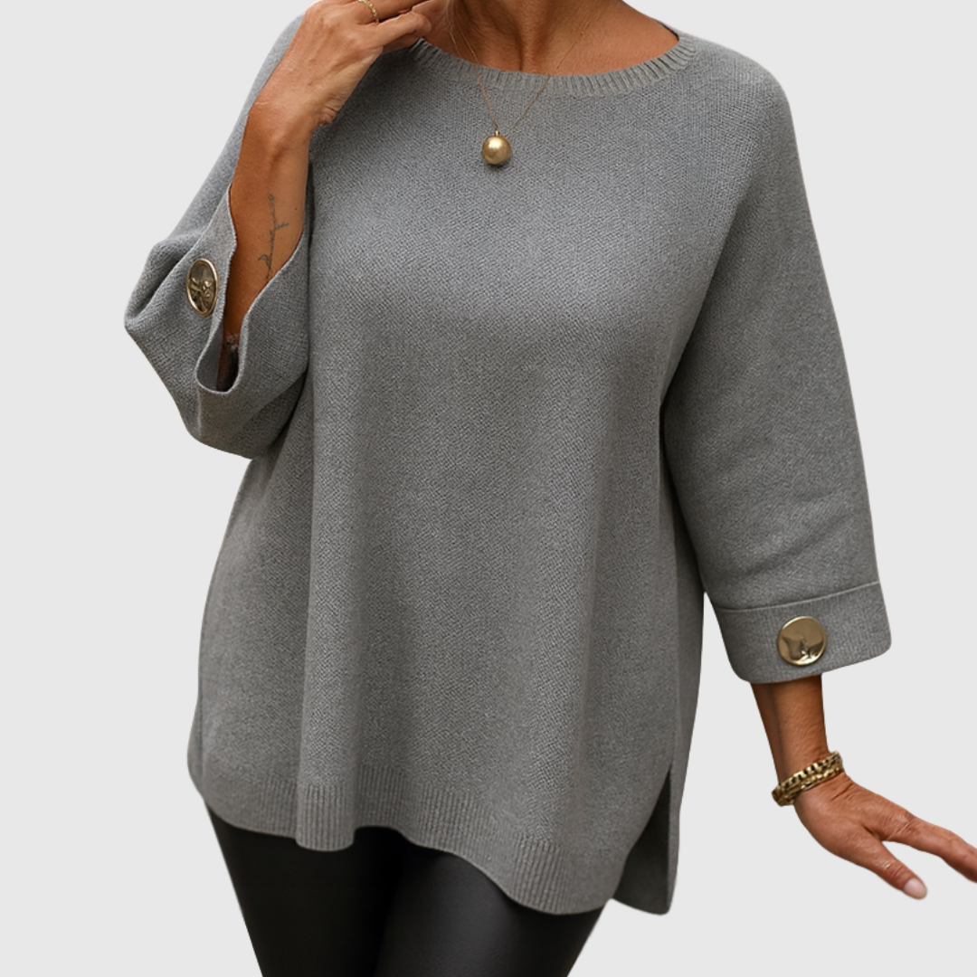 Juliette – Relaxed Knit Sweater with Button Cuffs
