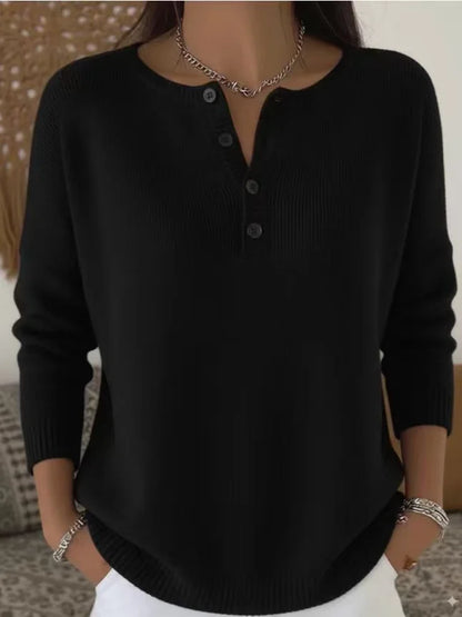Isadora – Henley Knit Button Sweater
