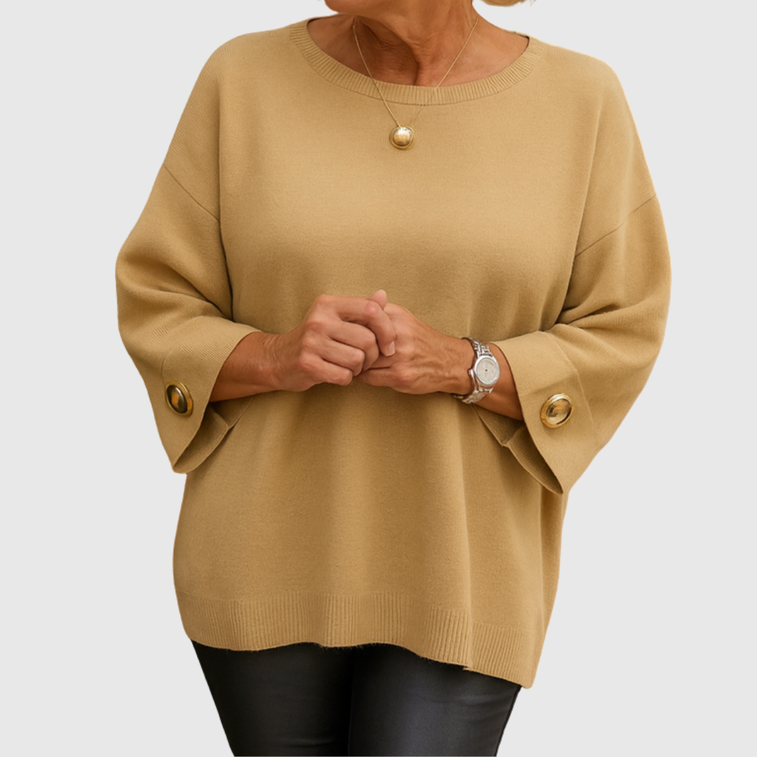 Juliette – Relaxed Knit Sweater with Button Cuffs