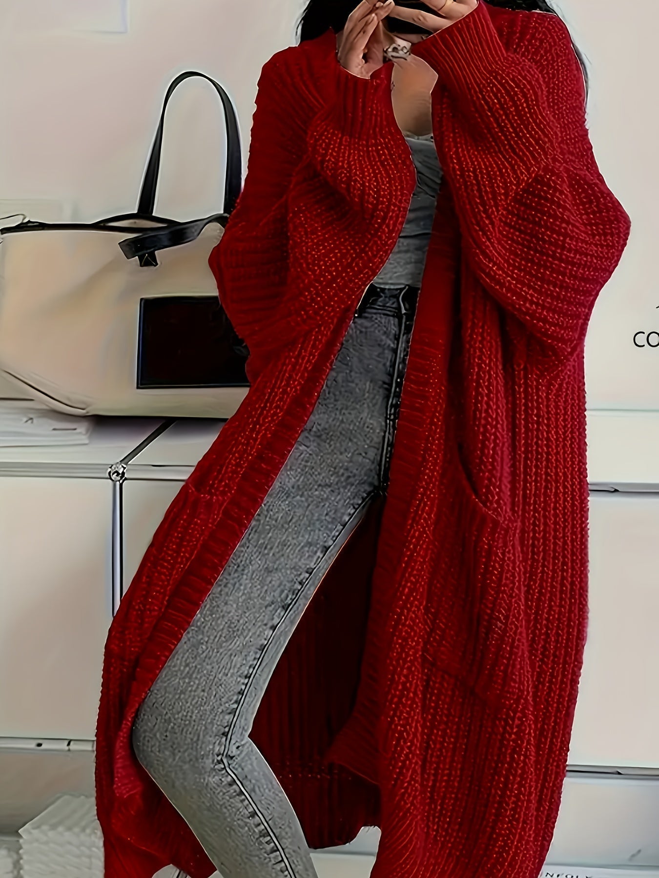 Ophelia – Longline Chunky Knit Open Cardigan