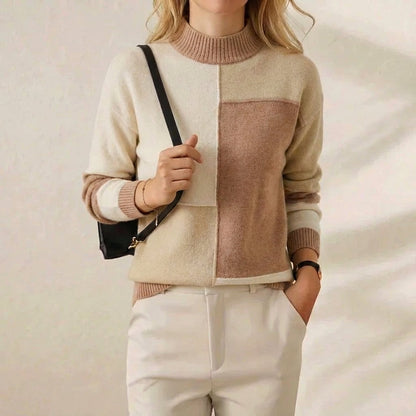 Donna – Color-Block Turtleneck Knit Sweater