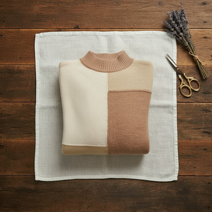 Donna – Color-Block Turtleneck Knit Sweater