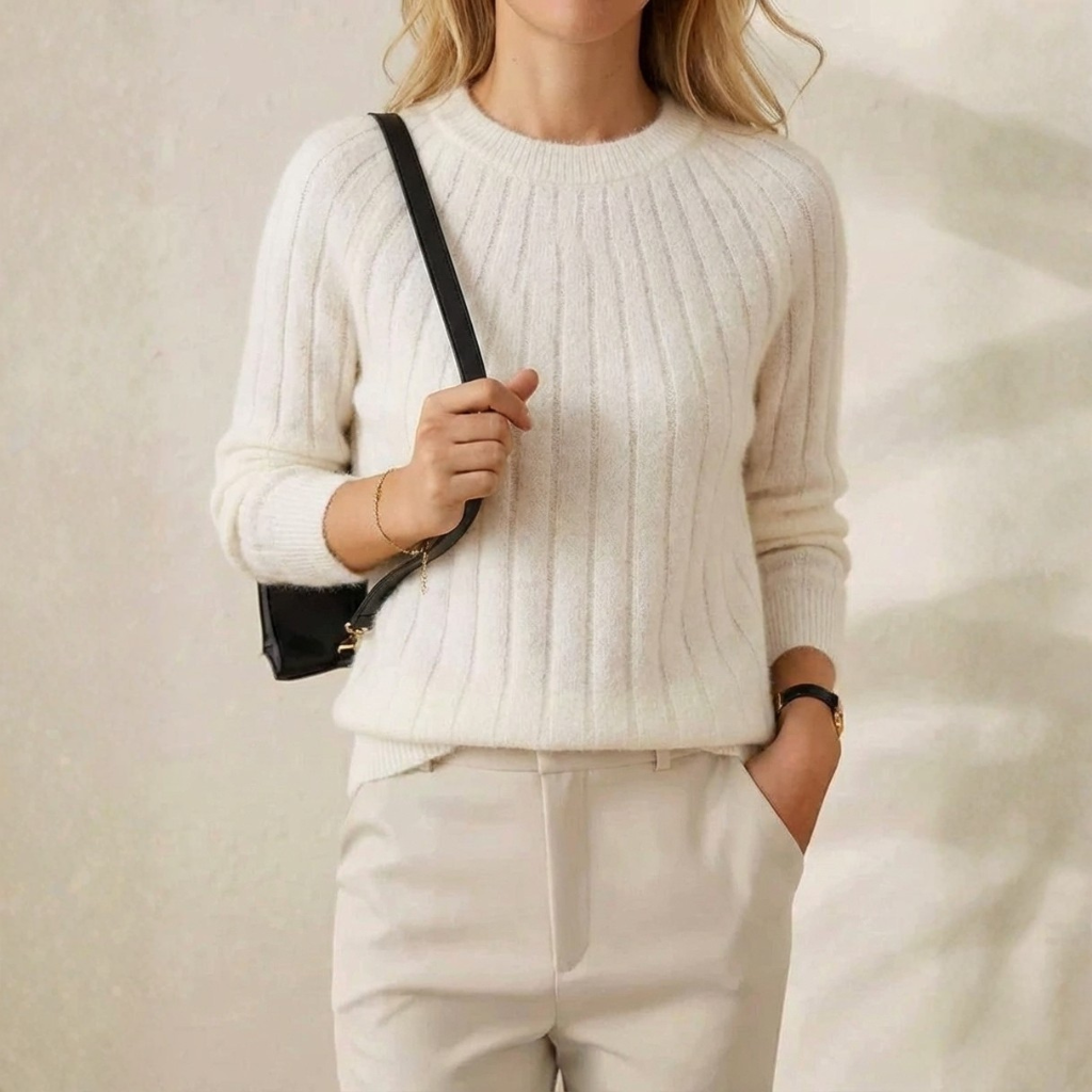 Carleen – Ribbed Knit Crewneck Sweater