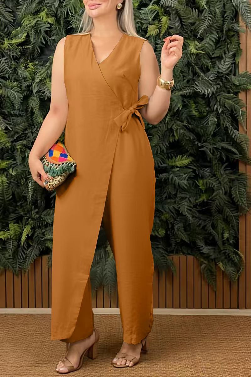 Mona – Wrap Front Sleeveless Jumpsuit