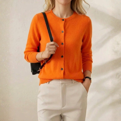 Nellie – Crew Neck Button-Front Knit Cardigan
