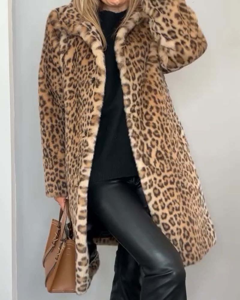 Vernice – Faux Fur Leopard Print Coat