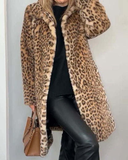 Vernice – Faux Fur Leopard Print Coat