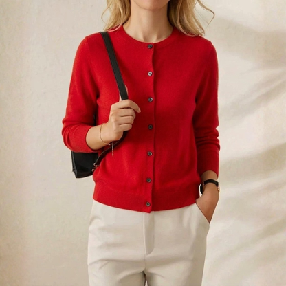 Nellie – Crew Neck Button-Front Knit Cardigan