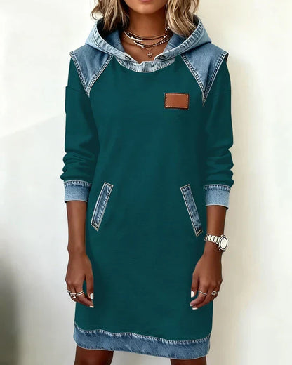 Alexa | Cozy Contrast Hooded Dress