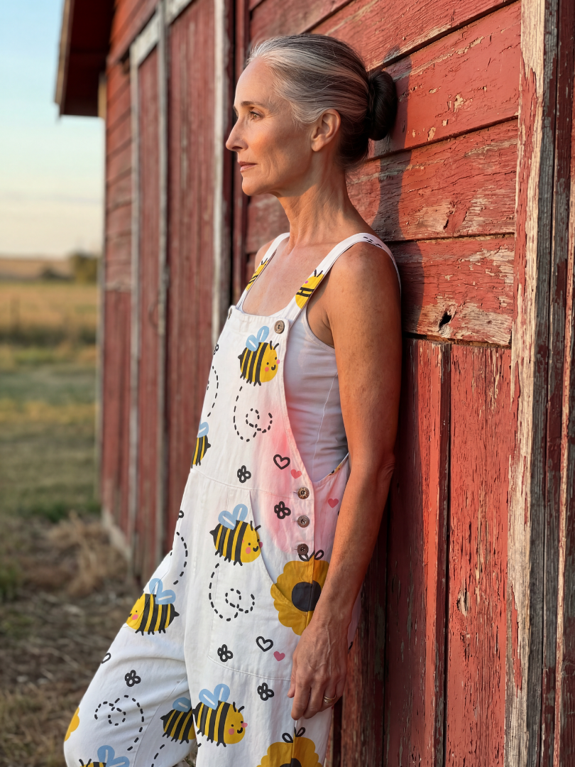 Xanthia | Bee & Flower-Print Overalls