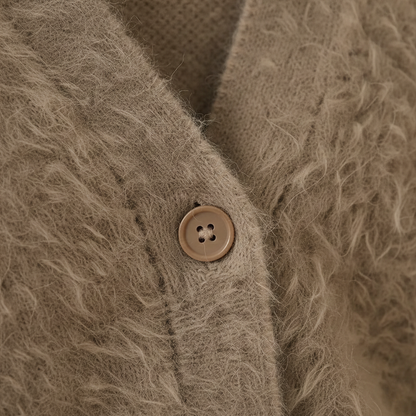 Delilah – Fluffy V-Neck Button Cardigan