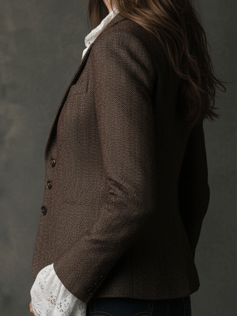 Isabel – Tailored Herringbone Blazer