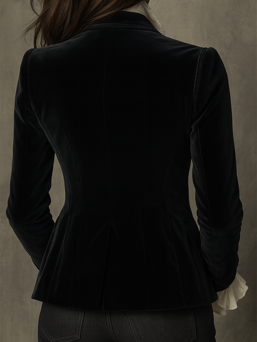 Marie – Velvet Embroidered Tailored Blazer