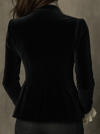 Marie – Velvet Embroidered Tailored Blazer