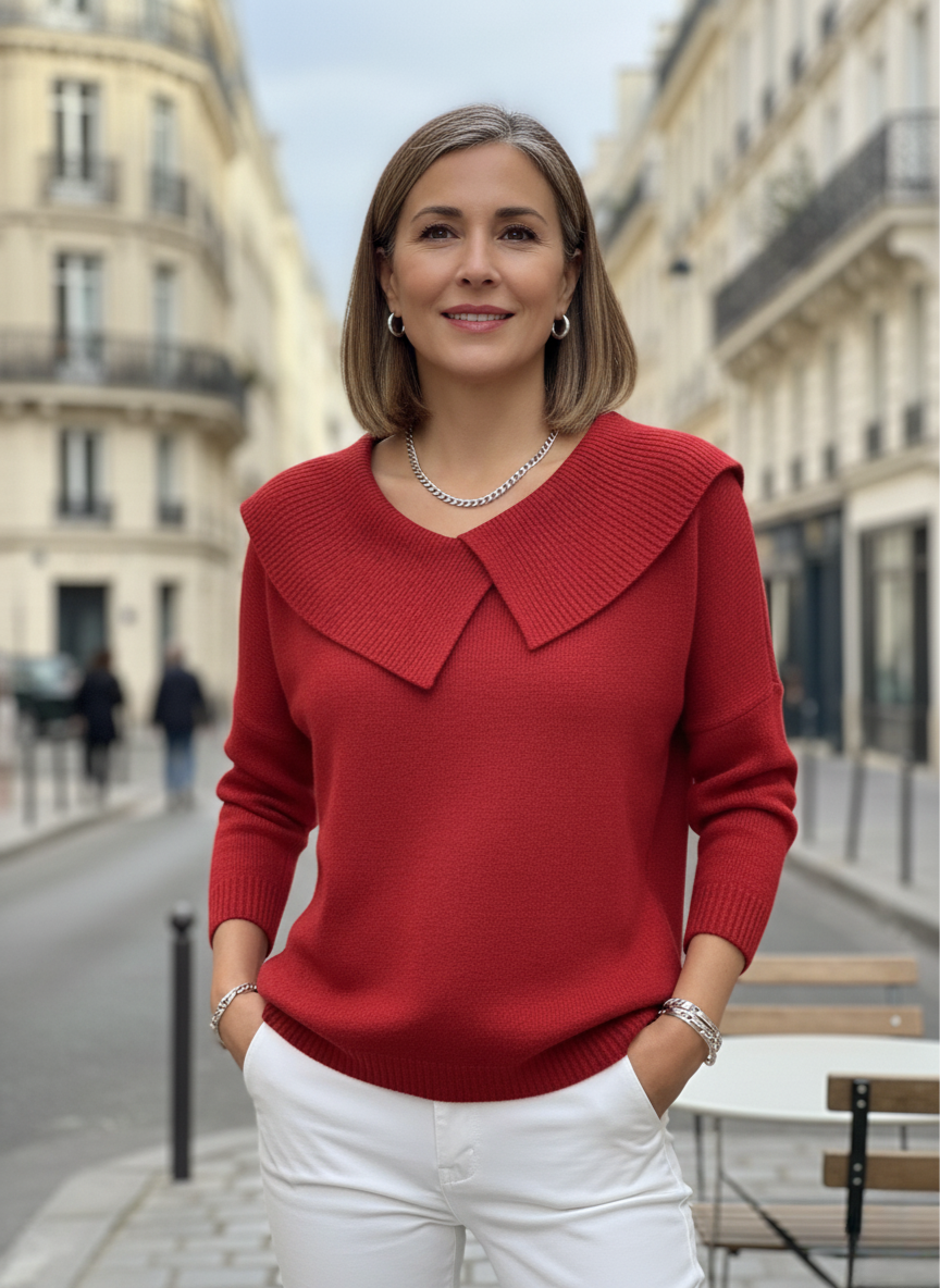 Deanna – Collared Knit Sweater