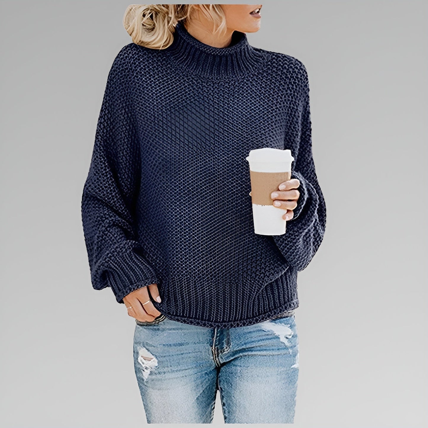 Eunice – Classic Chunky Knit Mock Neck Sweater