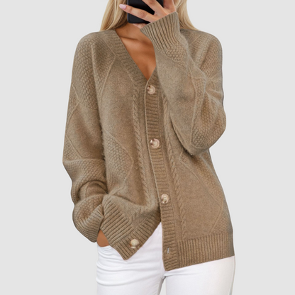 Marsha – Cable Knit Button-Up Cardigan
