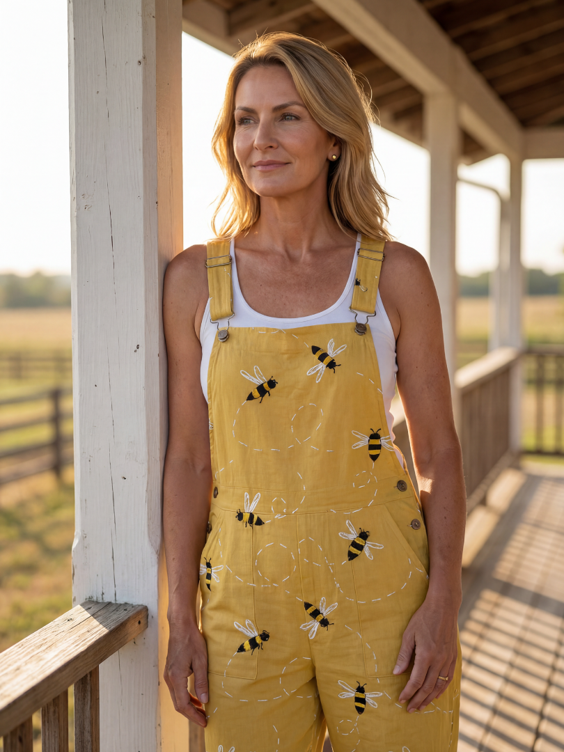 Jordan | Honeybee-Print Overalls