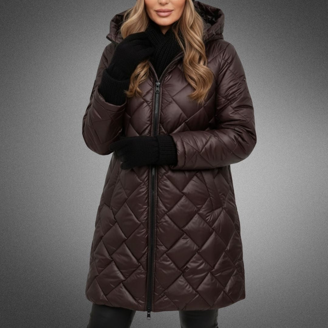 Debra – Quilted Padded Hooded Long Coat