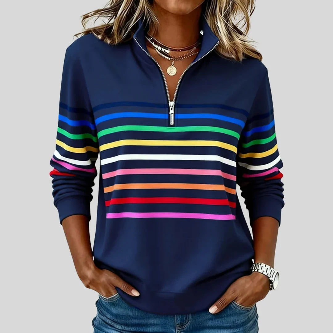 Glenda – Striped Quarter-Zip Sweatshirt