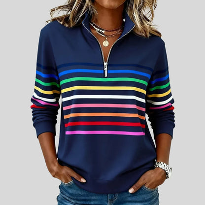 Glenda – Striped Quarter-Zip Sweatshirt