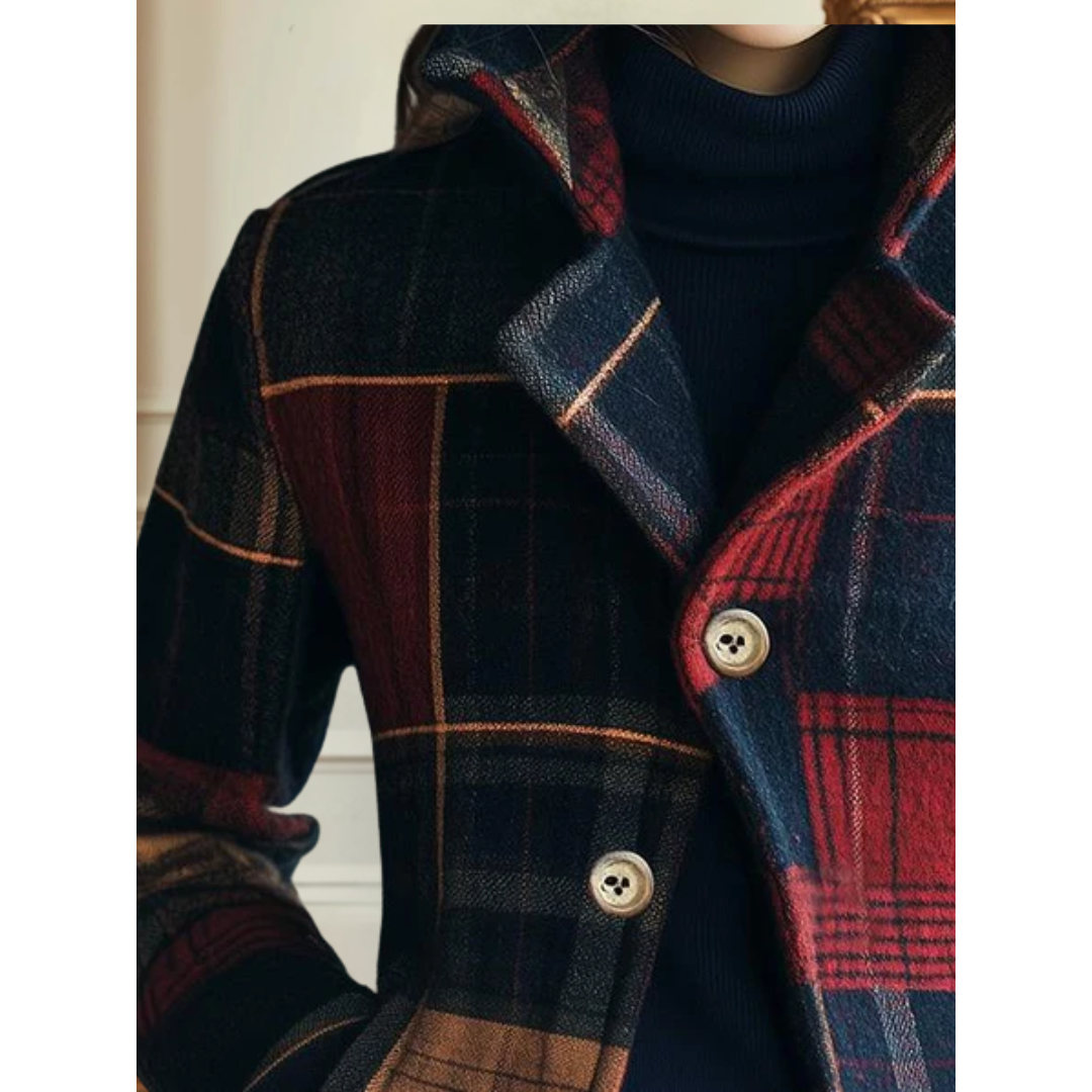 Jeanette – Tailored Plaid Button-Front Jacket