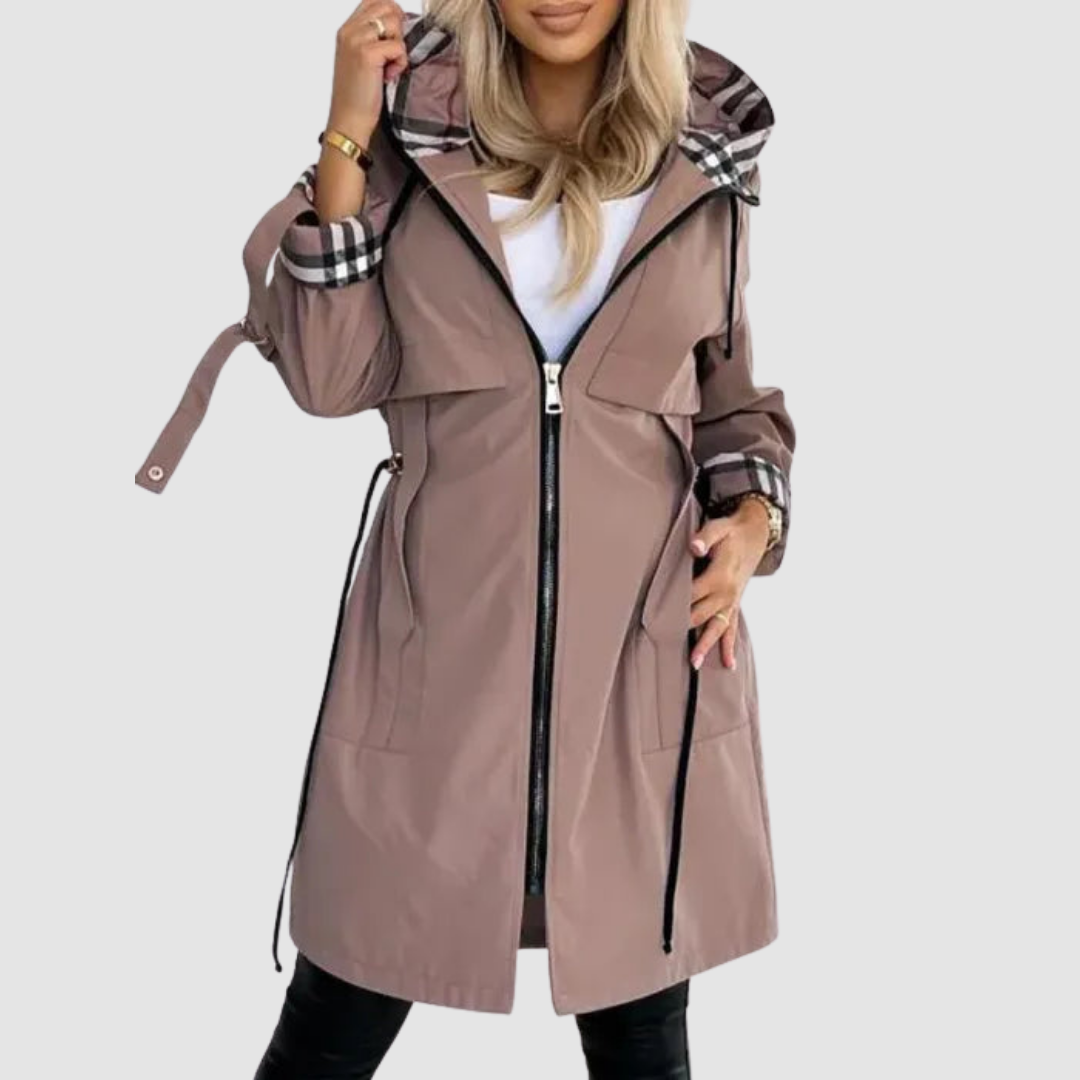 Kay – Hooded Zip Windproof Trench Coat