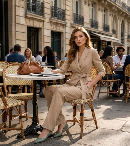 Bridgette – Tailored Wrap Blazer Wide-Leg Set