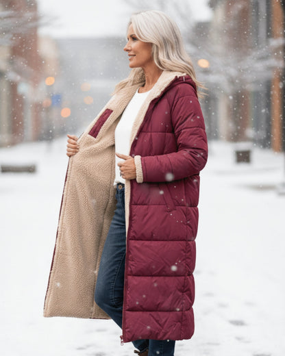 Frances – Sherpa-Lined Longline Quilted Coat