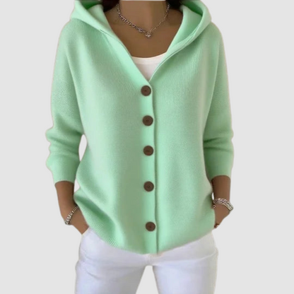 Nita – Hooded Button-Up Knit Cardigan