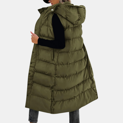 Florence – Longline Hooded Quilted Puffer Vest