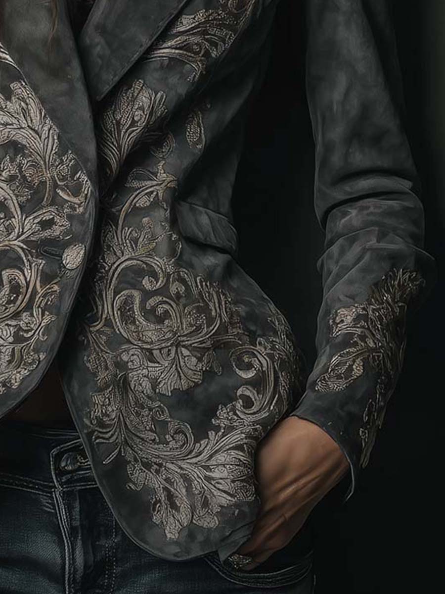 Wanda – Embossed Floral Tailored Blazer
