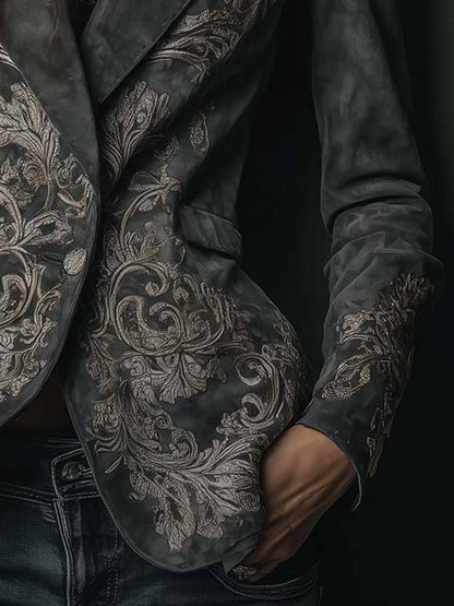 Wanda – Embossed Floral Tailored Blazer