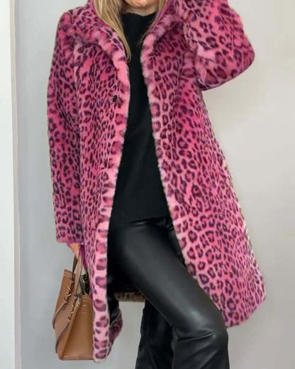 Vernice – Faux Fur Leopard Print Coat
