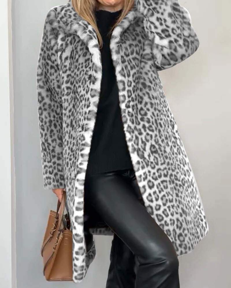 Vernice – Faux Fur Leopard Print Coat