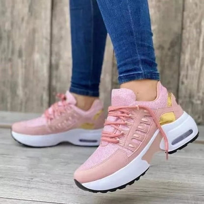 Kara – Lace-Up Cushioned Sole Sneakers