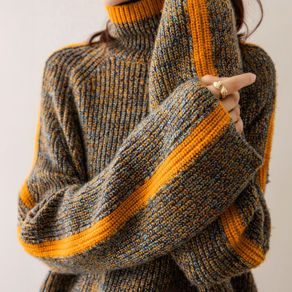 Shannon – Turtleneck Contrast Trim Knit Sweater