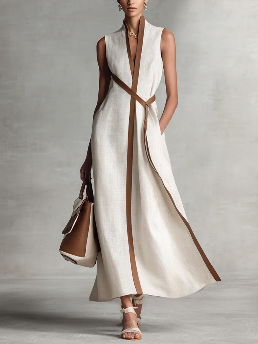 Wanda – Contrast Trim Wrap Maxi Dress