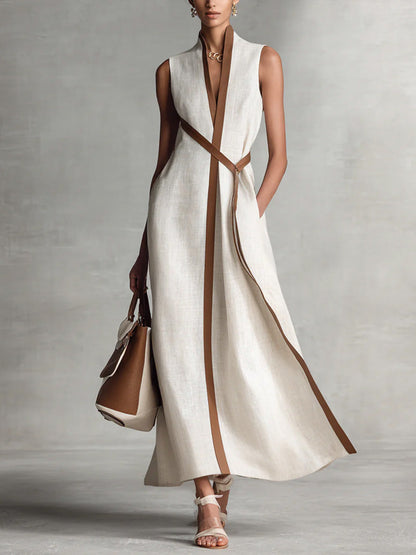 Wanda – Contrast Trim Wrap Maxi Dress