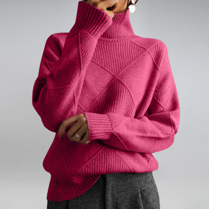 Myra – Turtleneck Geometric Knit Sweater
