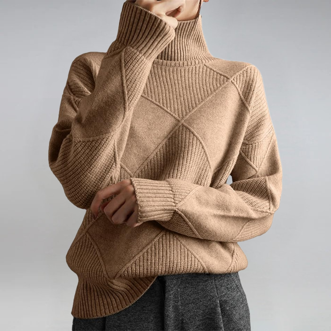 Myra – Turtleneck Geometric Knit Sweater