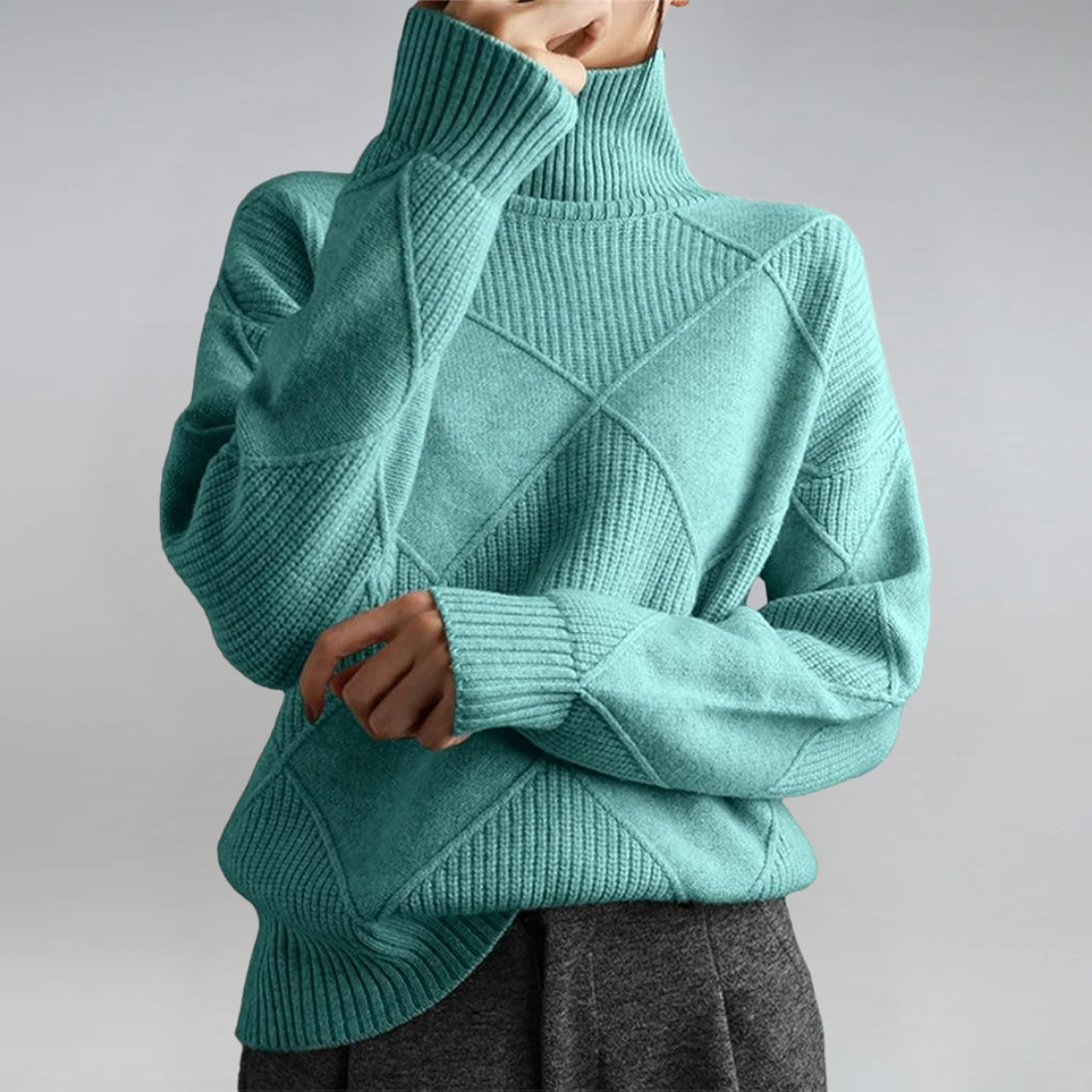 Myra – Turtleneck Geometric Knit Sweater