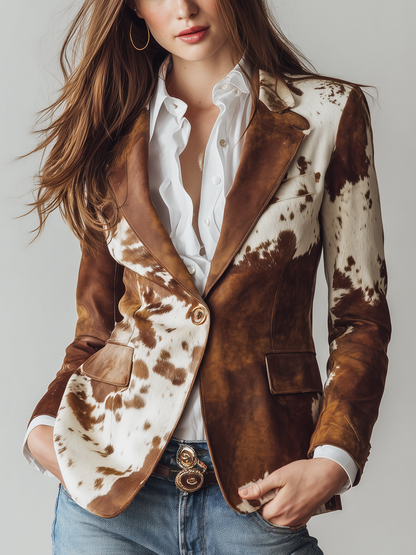Louella – Cowhide Print Structured Blazer