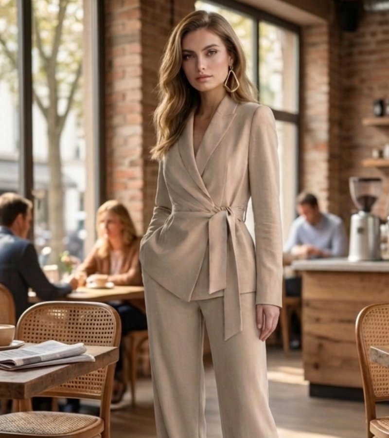 Bridgette – Tailored Wrap Blazer Wide-Leg Set