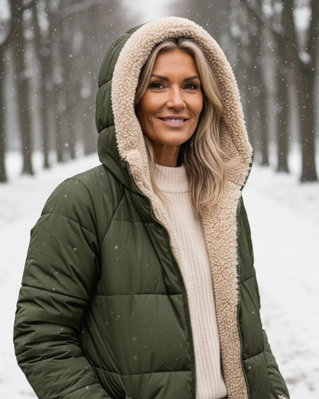 Frances – Sherpa-Lined Longline Quilted Coat